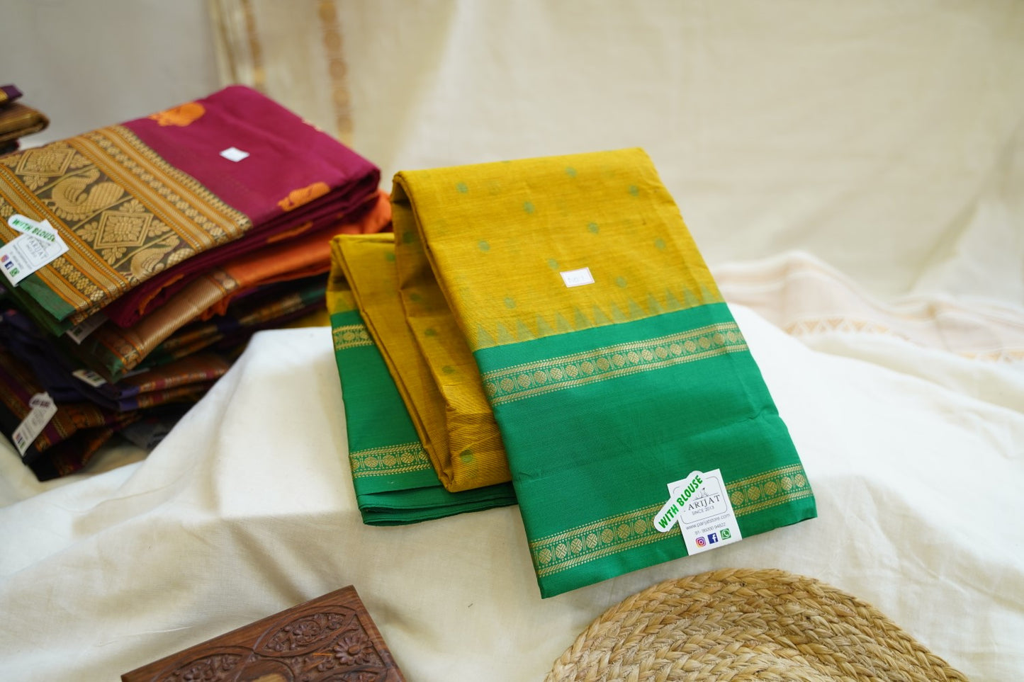 Peach Kanchi Checks Silk Cotton Saree With Zari Border PC10634