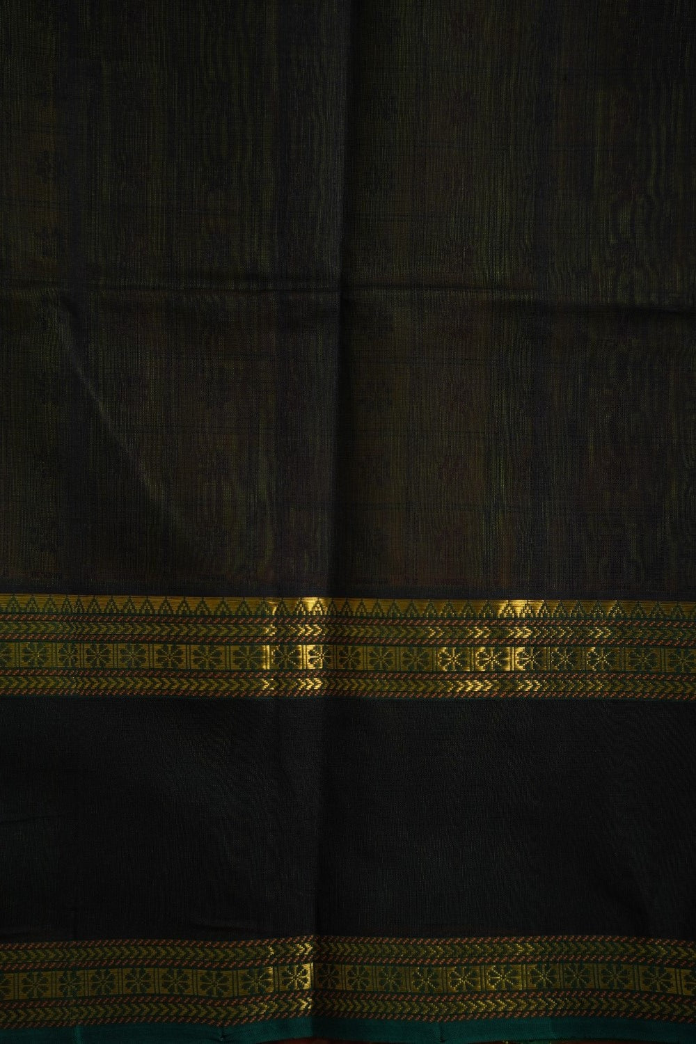 Olive Green Kanchi Silk Cotton Saree With Zari Border PC10625