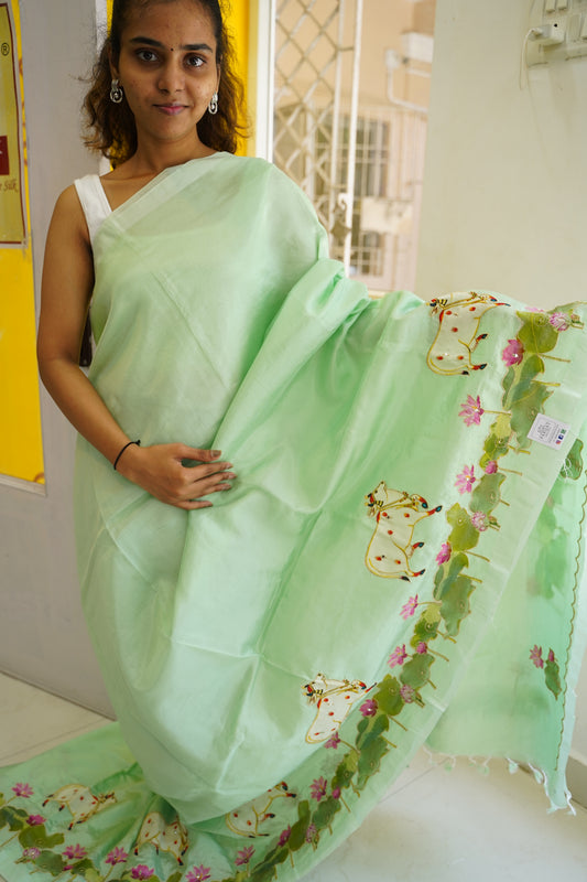 Mangalgiri Silk Cotton Patchwork Saree-PC14119