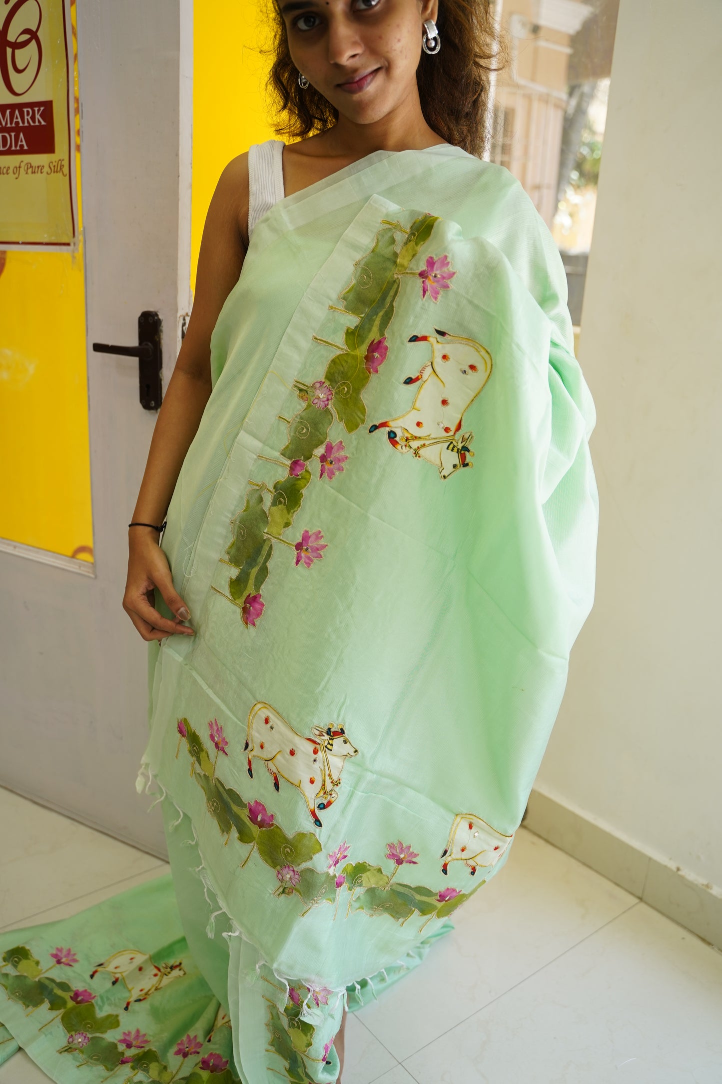 Mangalgiri Silk Cotton Patchwork Saree-PC14119