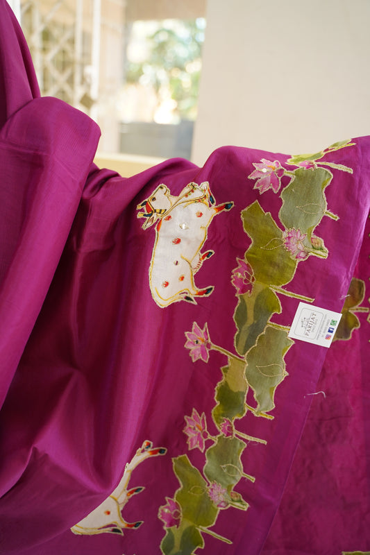 Mangalgiri Silk Cotton Patchwork Saree-PC14118