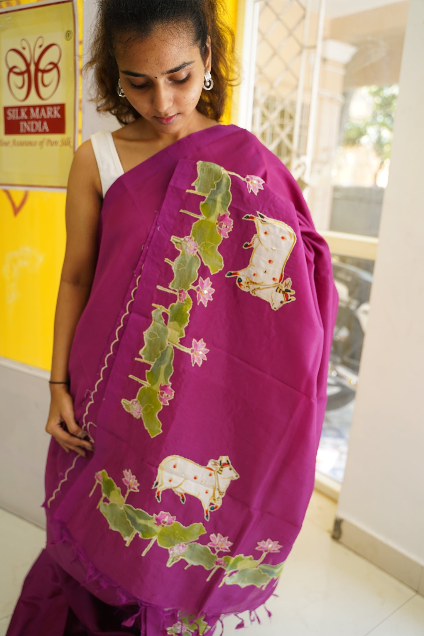 Mangalgiri Silk Cotton Patchwork Saree-PC14118