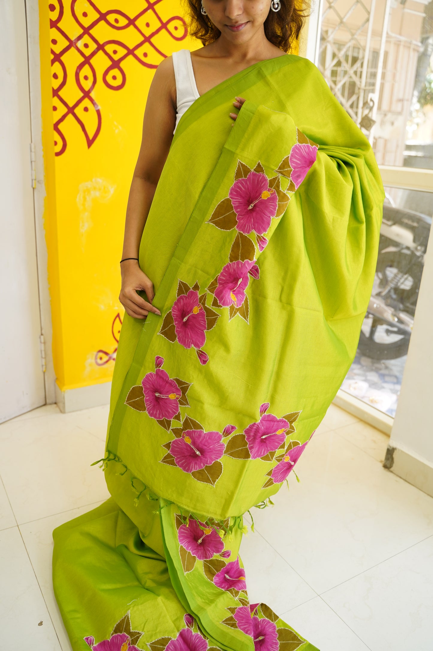 Mangalgiri Silk Cotton Patchwork Saree-PC14116