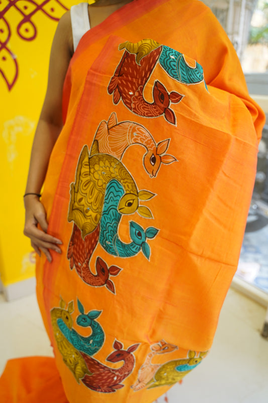 Mangalgiri Silk Cotton Patchwork Saree-PC14115