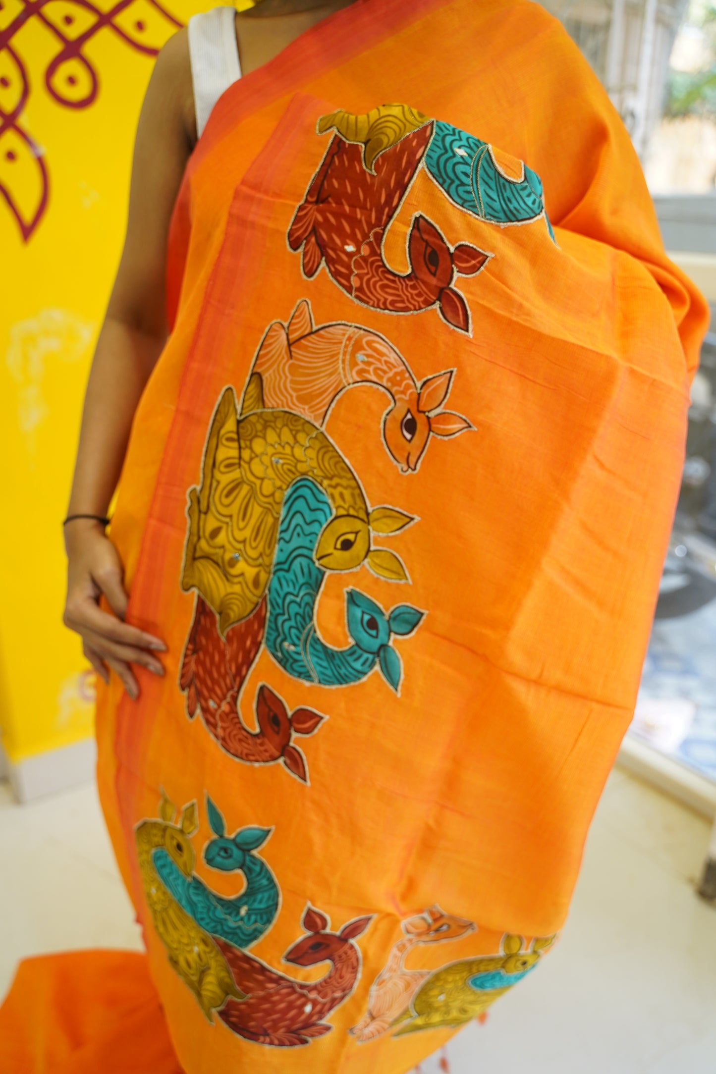 Mangalgiri Silk Cotton Patchwork Saree-PC14115