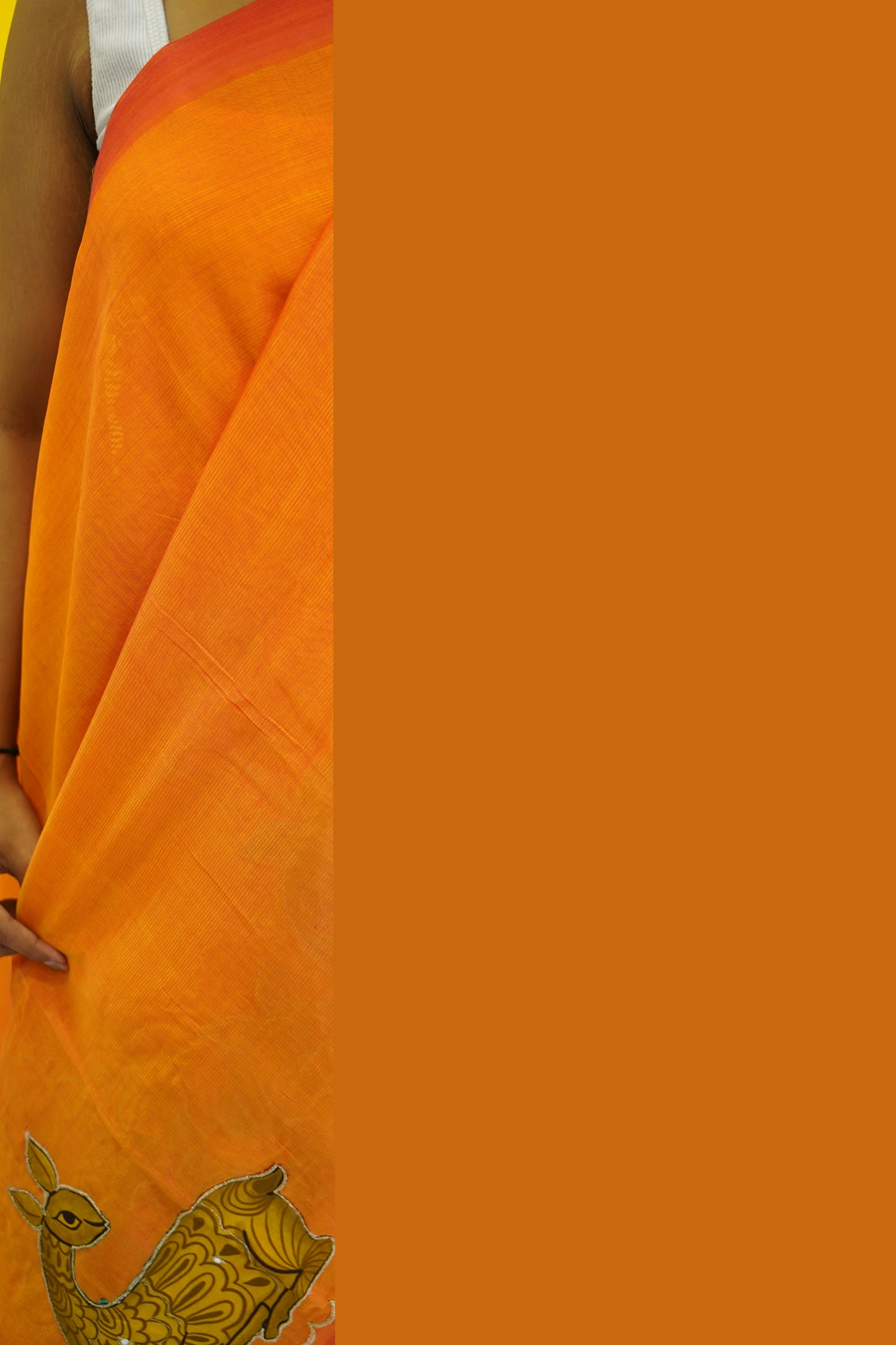 Mangalgiri Silk Cotton Patchwork Saree-PC14115