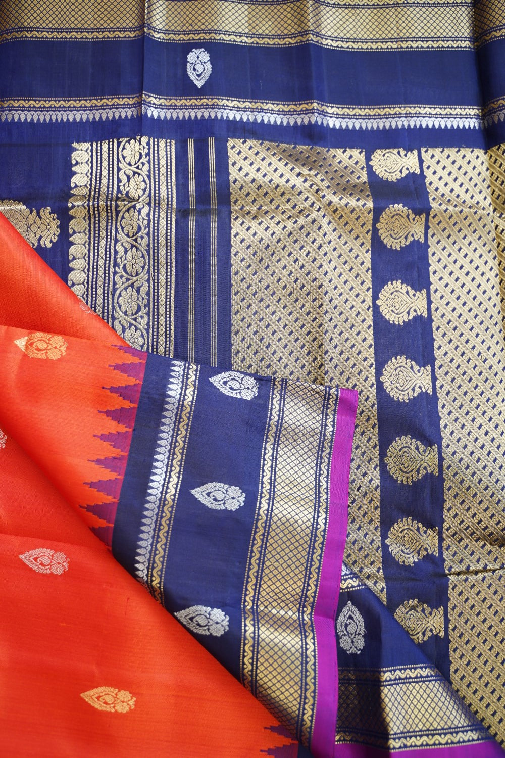 Gadwal Silk Saree With Zari Border  PC13320