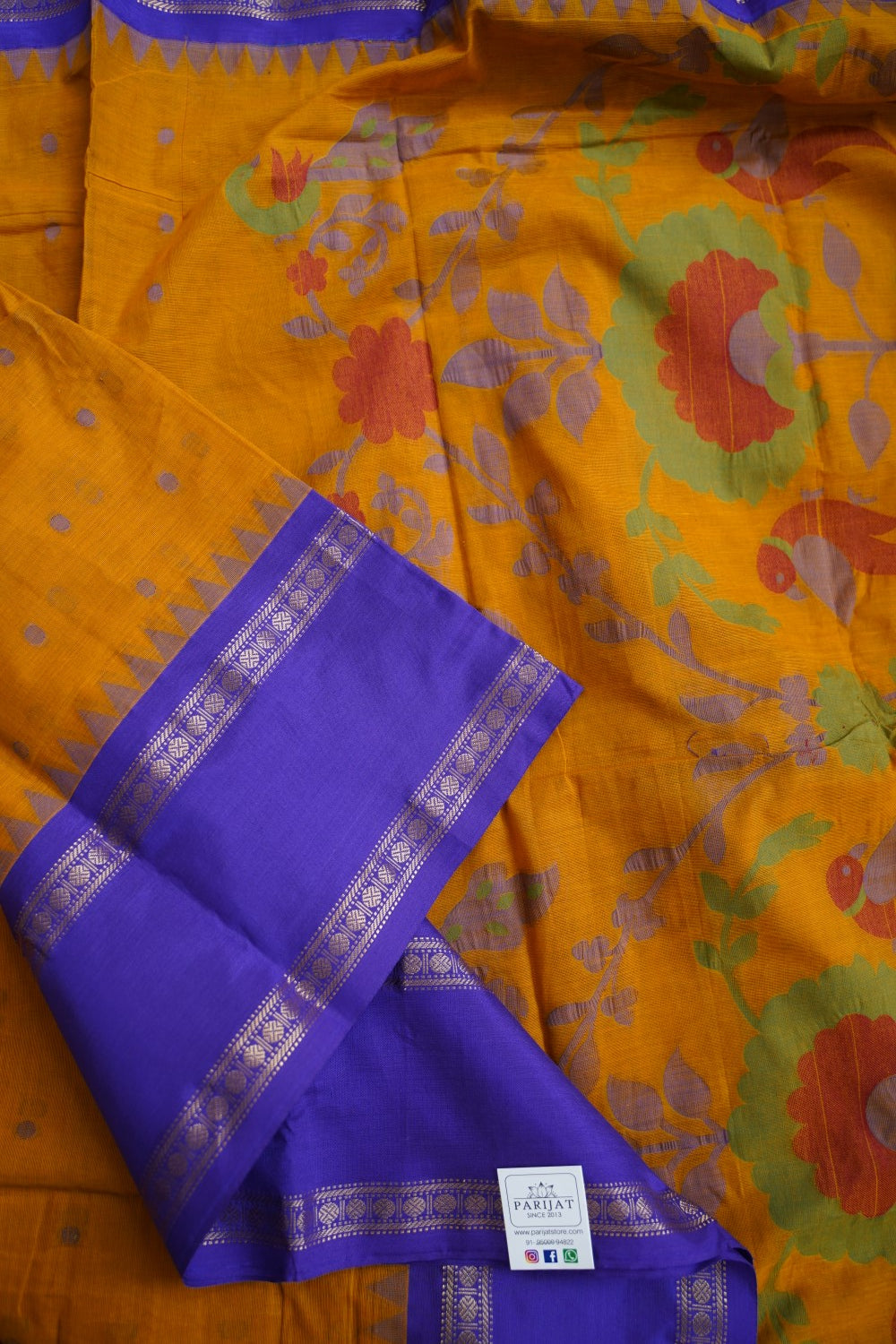 Kanchi Silk Cotton Checked Saree With Zari Border PC10162