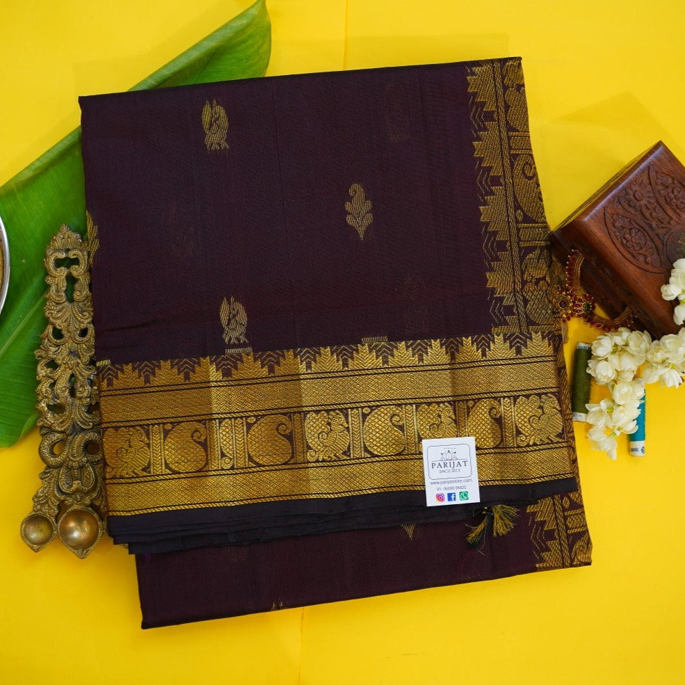 Kanchi Silk Cotton Saree With Zari Border PC10150