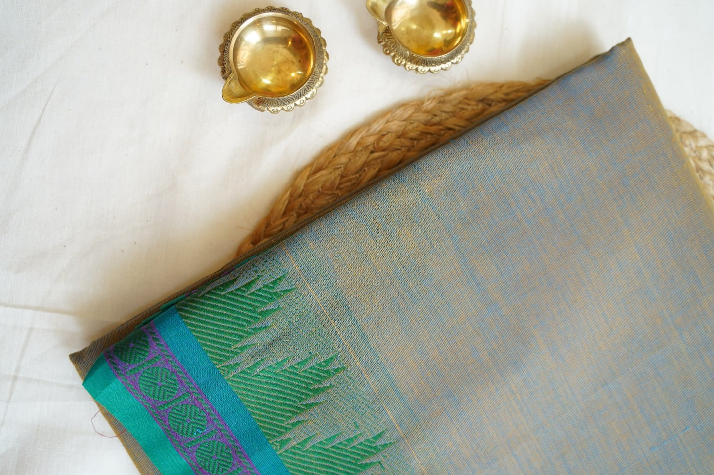 Kanakambaram color Pure Korvai Kanchi Silk Saree PC10180