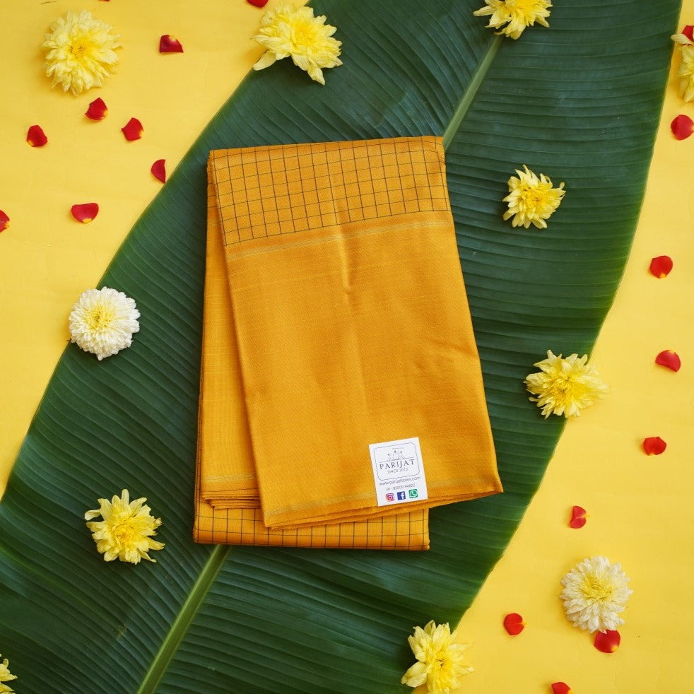 Turmeric Yellow Pure Kanchi Silk Saree PC10349