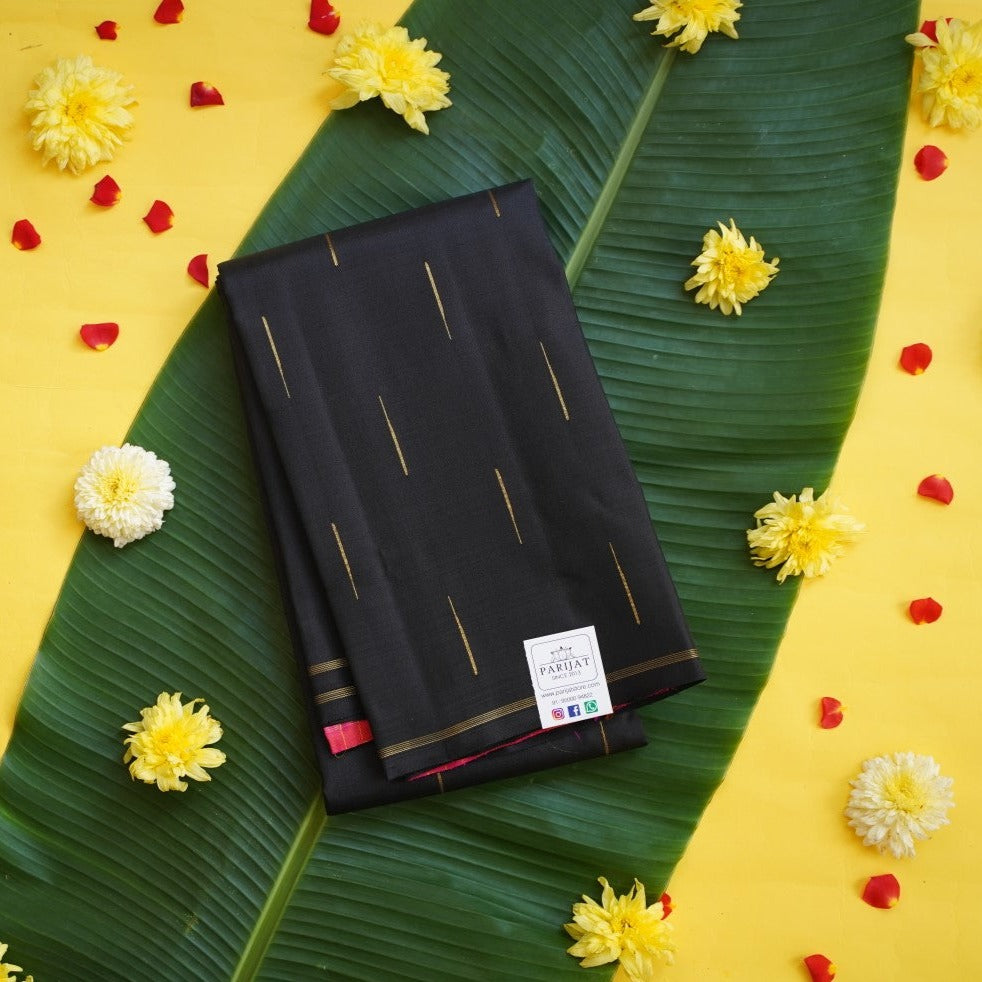 Mid Night Black Pure Kanchi Silk Saree PC10359