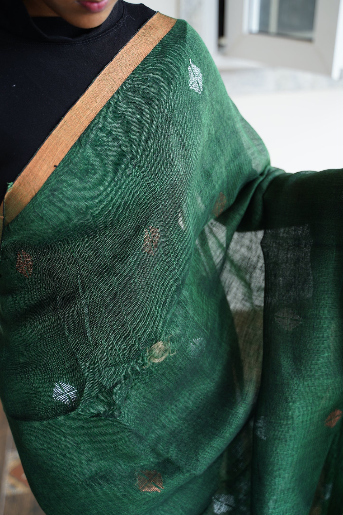 Handloom linen Cotton Saree-PC13482