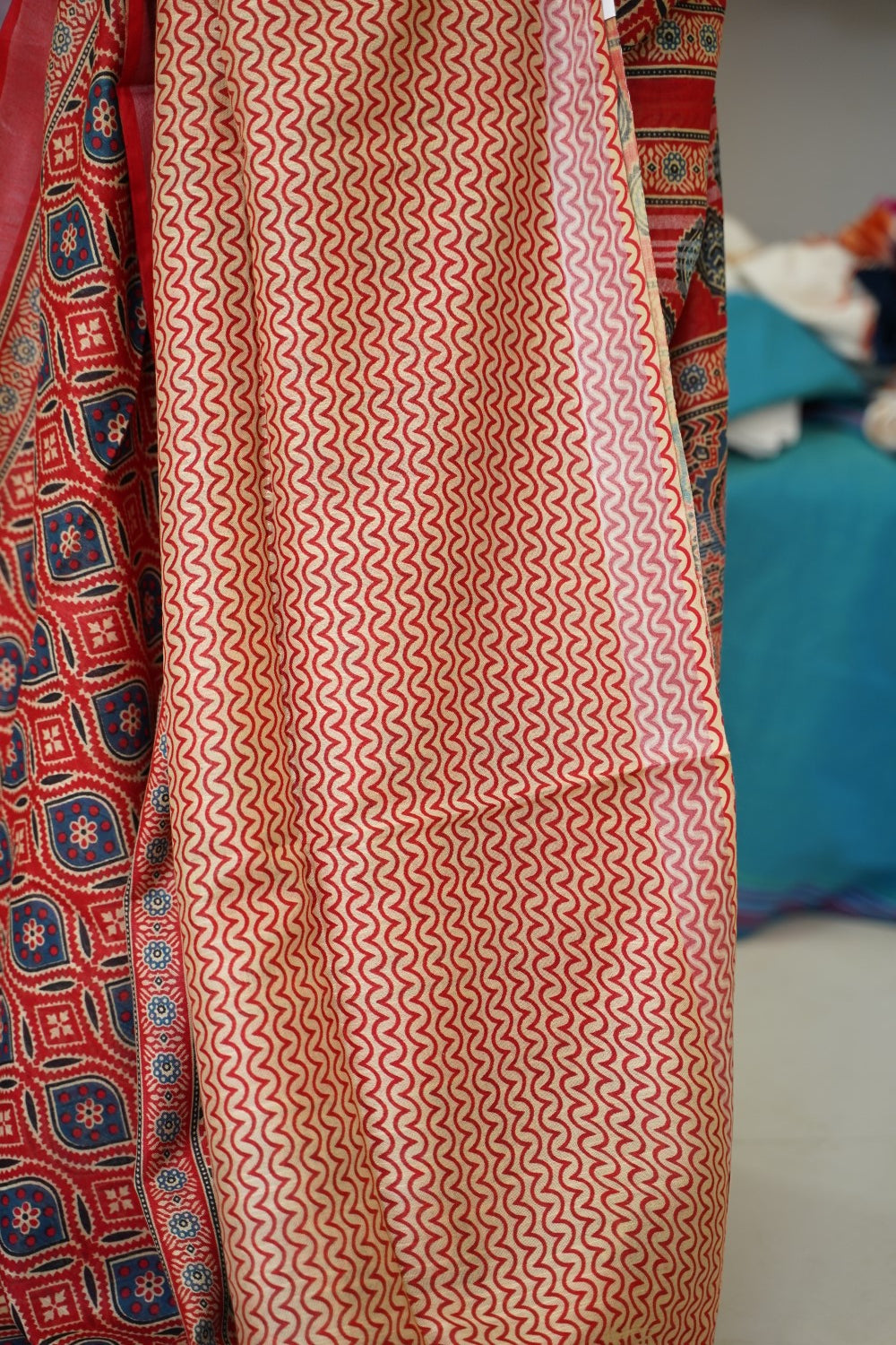 Ajrakh linen cotton saree PC17955