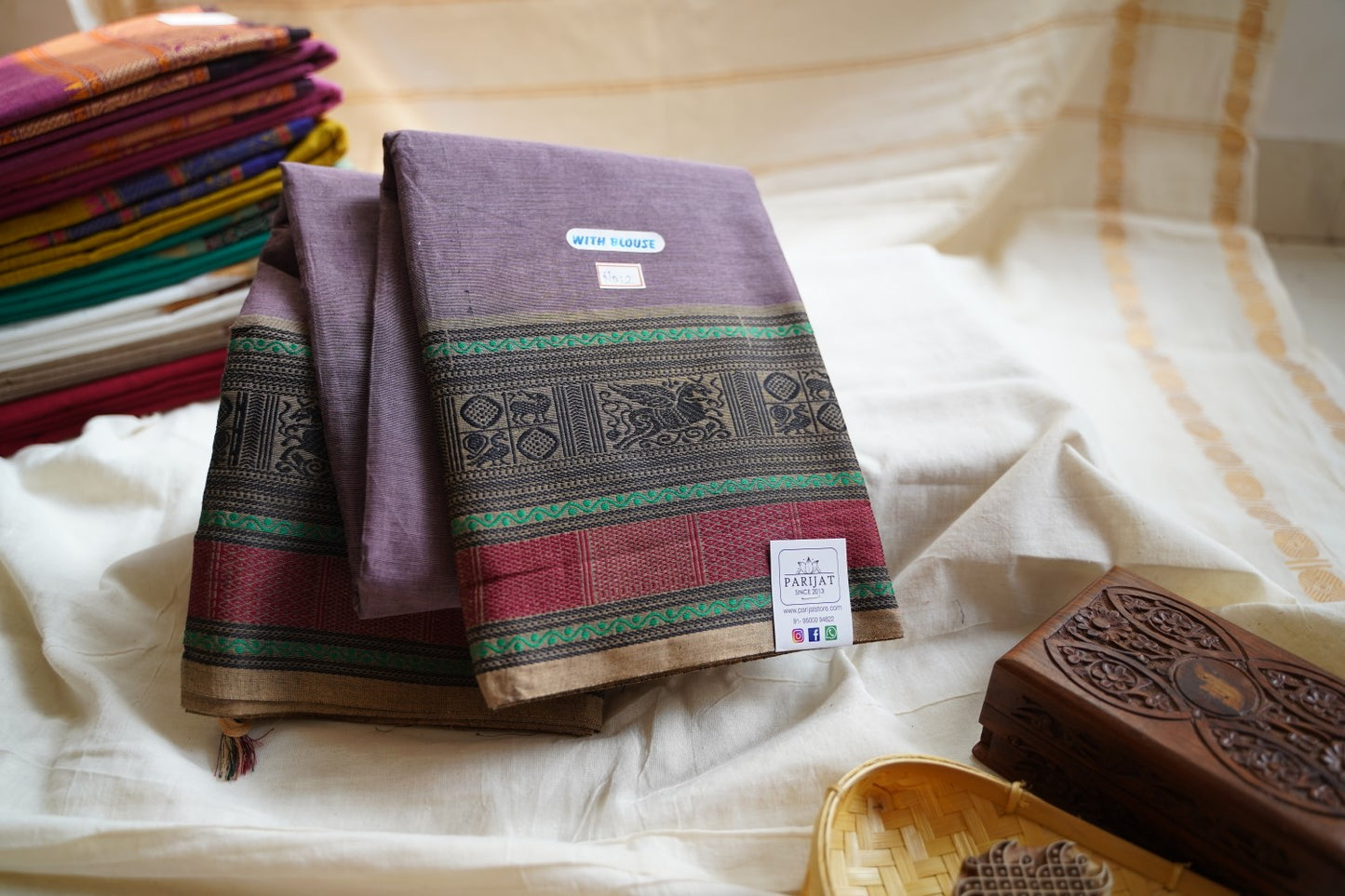 Kanchi Silk Cotton Saree With Zari Border PC10383