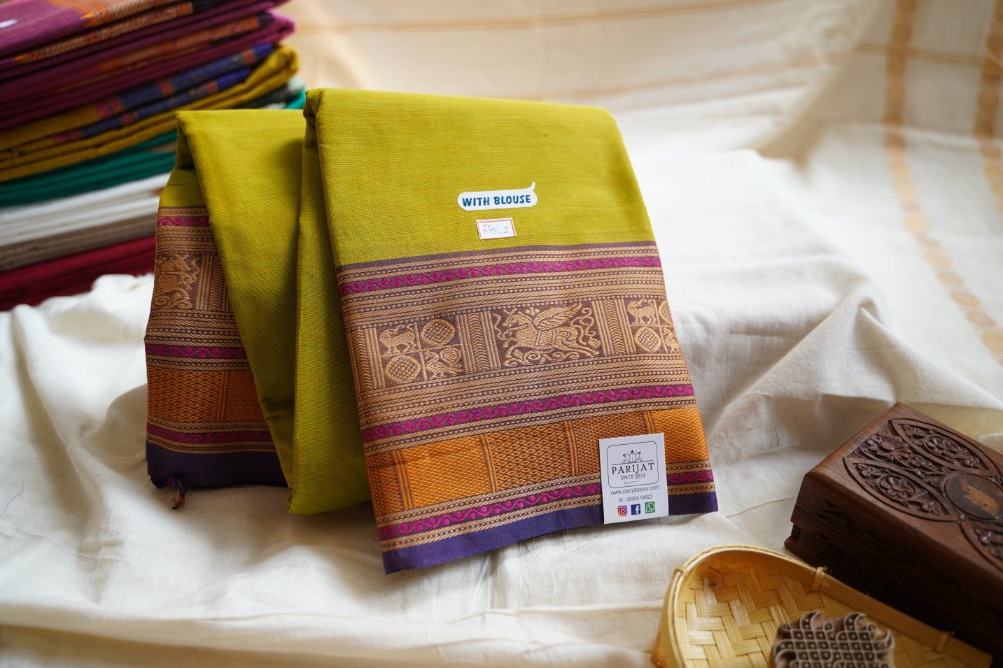 Kanchi Silk Cotton Saree With Zari Border PC10396