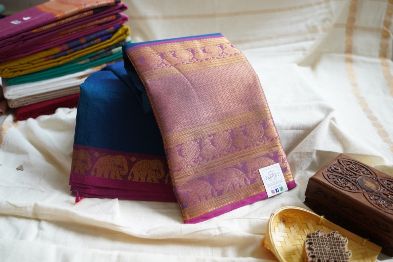 Arakku Color Kanchi Silk Cotton Saree With Zari Border PC10380