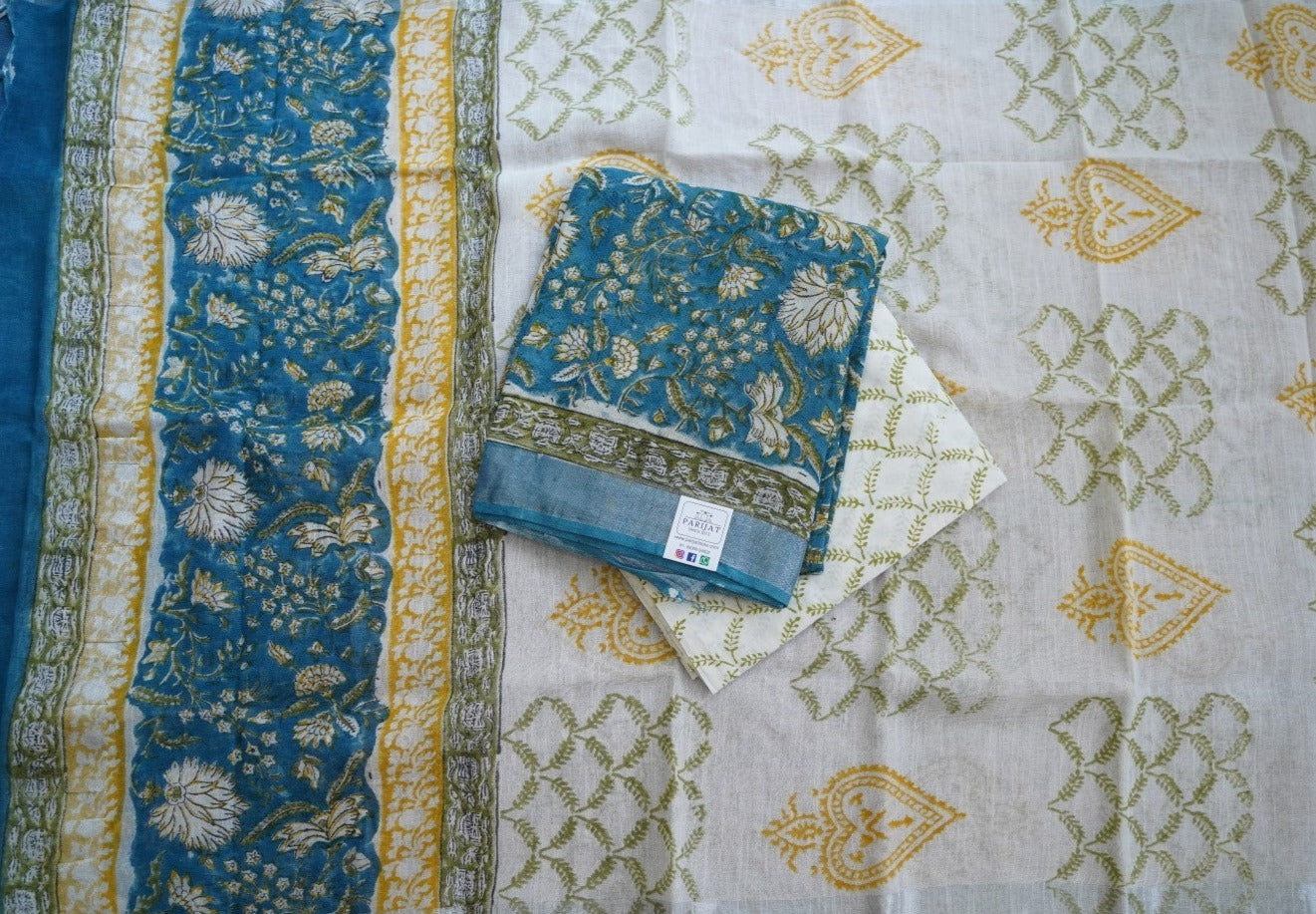 Sea Blue Linen Salwar Material PC10445