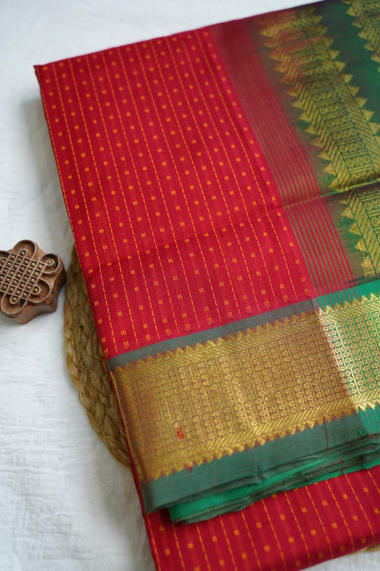 10 Yards Kanchi Handloom Silk Cotton Saree PC17966