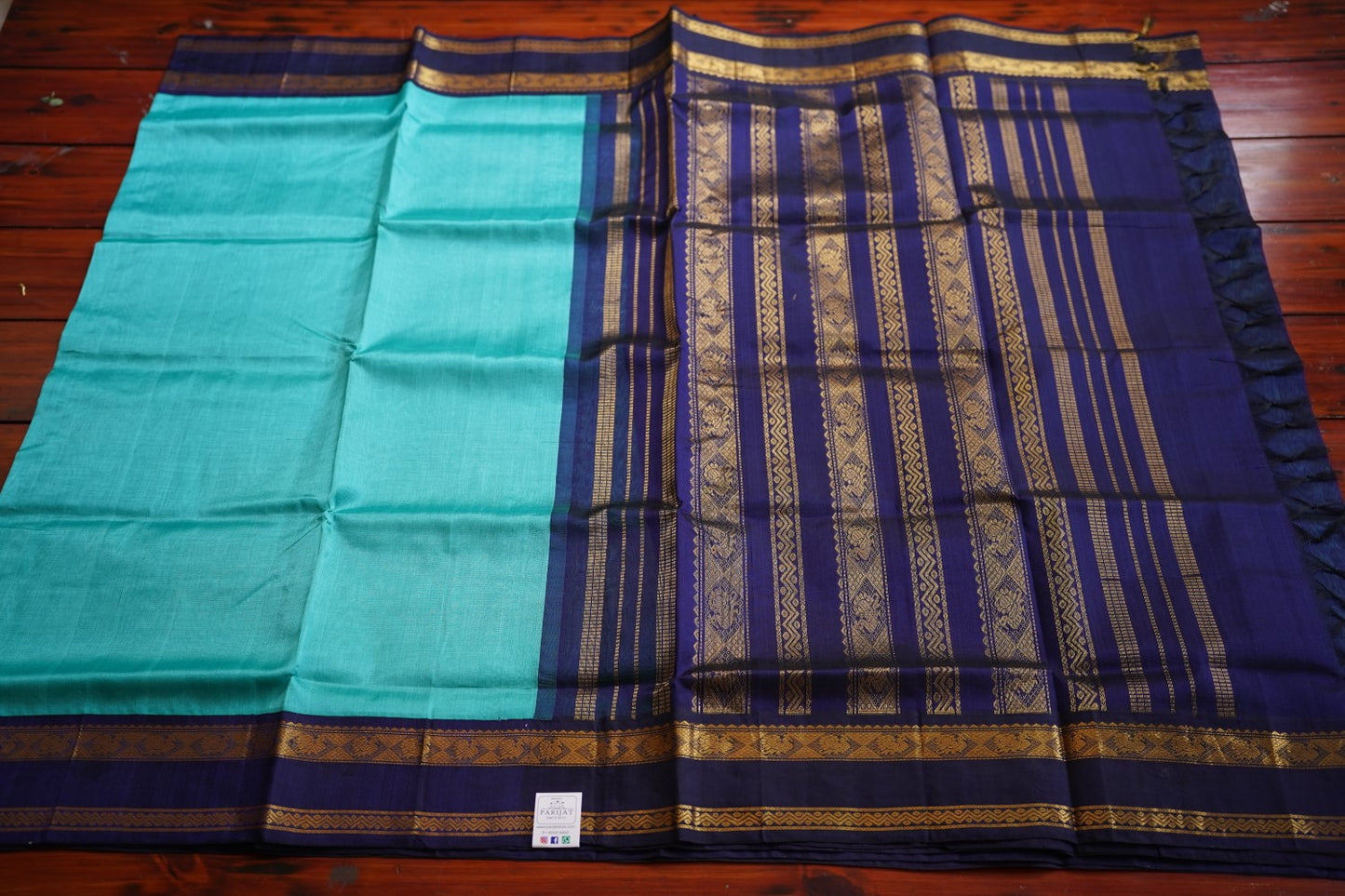 Ramar Blue Kanchi Silk Cotton Saree With Zari Border PC11700