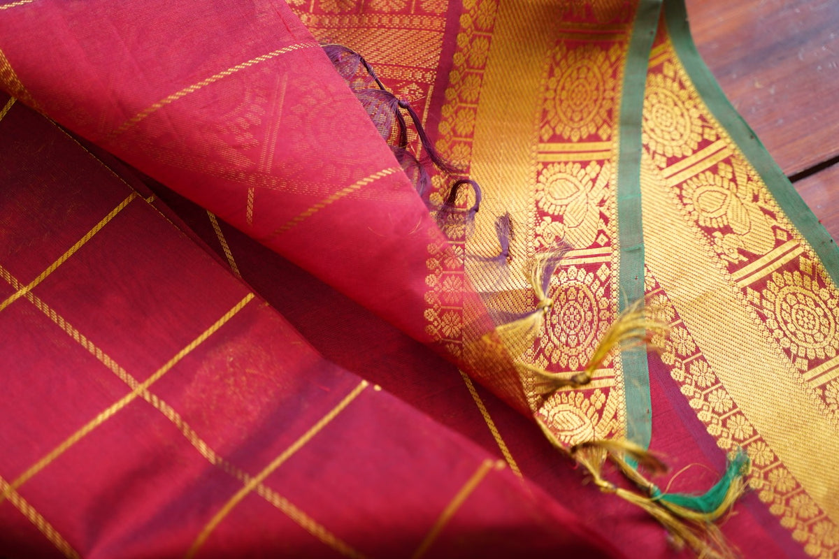 10 Yards Kanchi Handloom Silk Cotton Saree PC17964