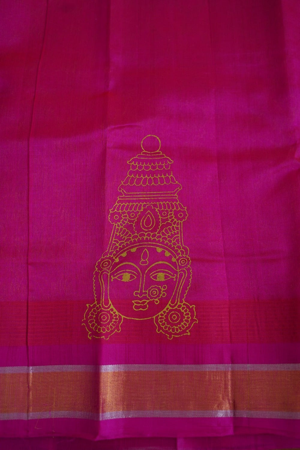 Block Printed Kanchi Silk Cotton Saree With Zari Border PC10540