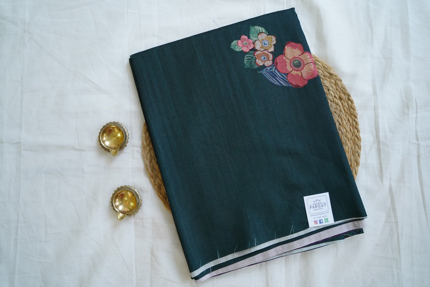Block Printed Kanchi Silk Cotton Saree With Zari Border PC10547