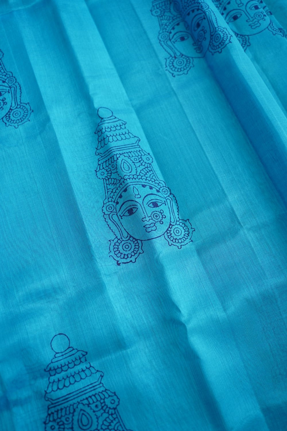 Block Printed Kanchi Silk Cotton Saree With Zari Border PC10542