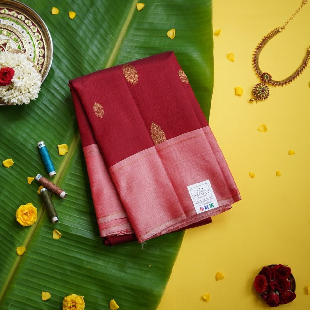 Maroon Pure Kanchi Silk Saree PC10016