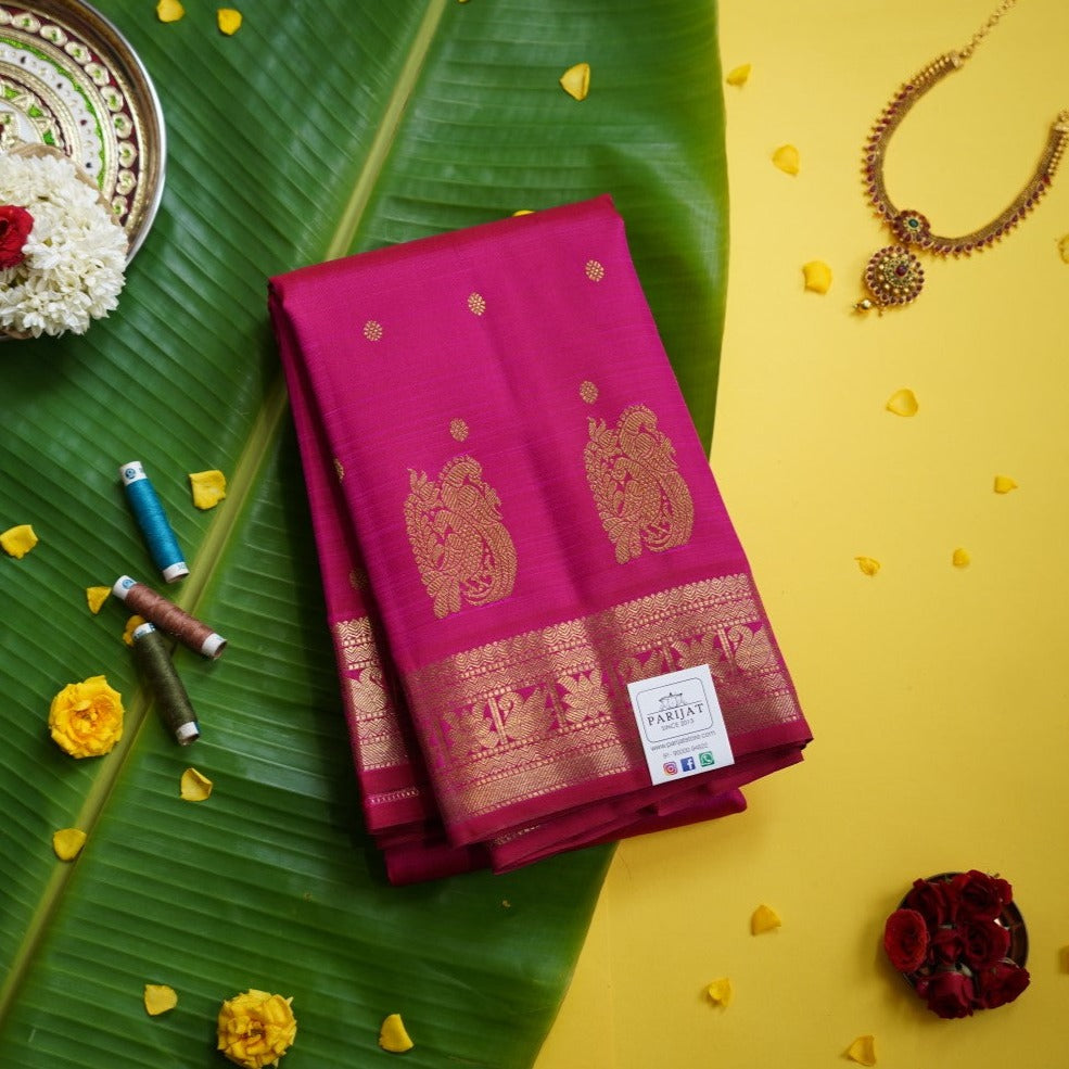 Meganta Pink Pure Kanchi Silk Saree PC10010