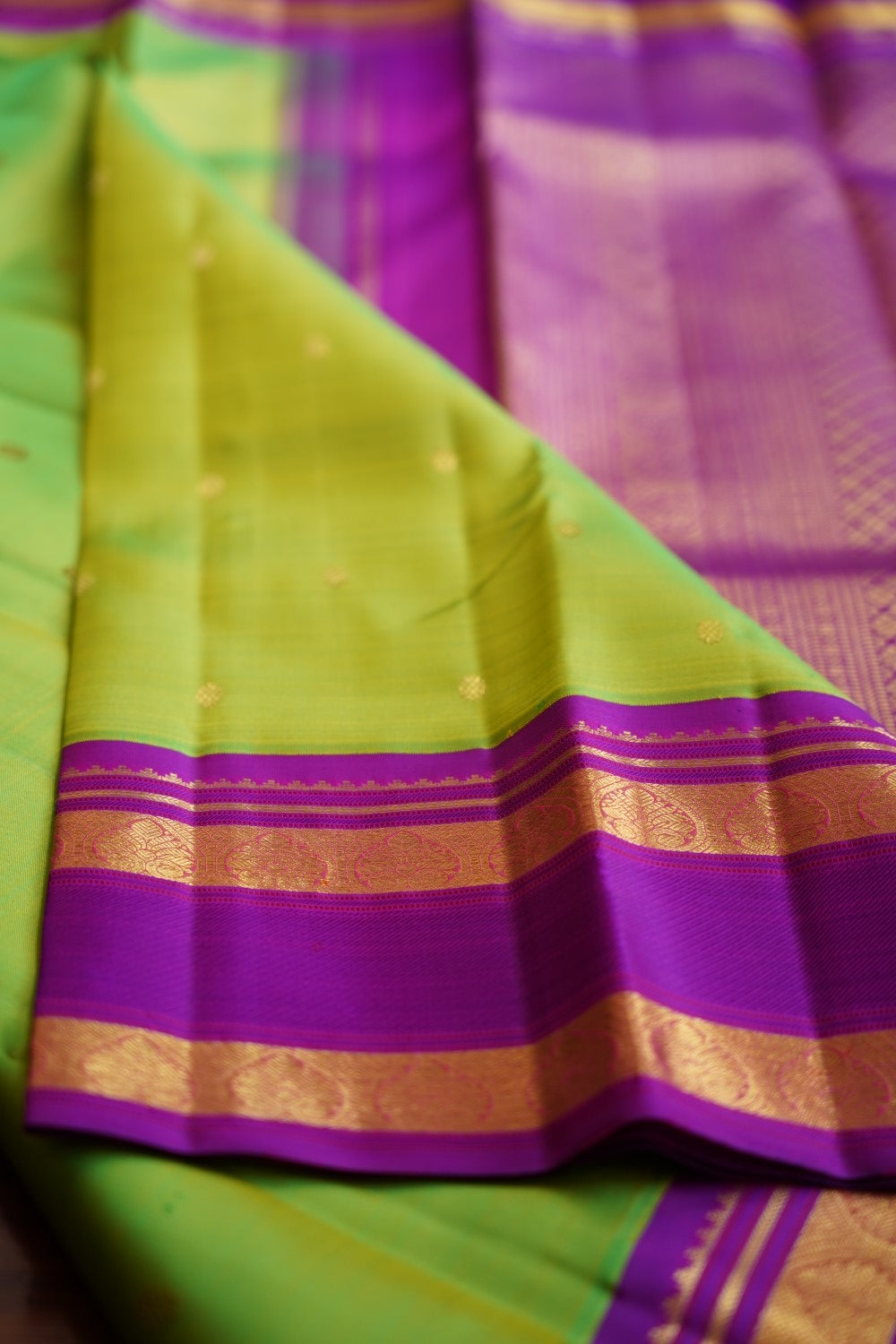 Parrot Green Pure Kanchi Silk Saree PC10008
