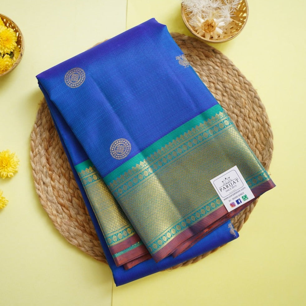 Gobalt Blue Pure Kanchi Silk Saree PC10704