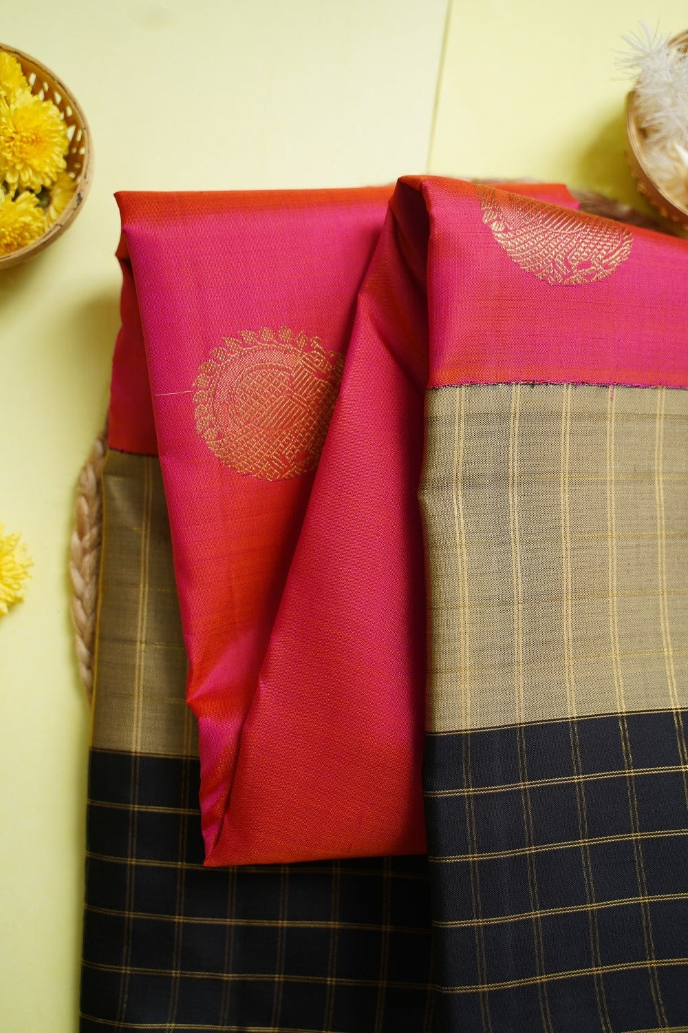 Pink Pure 4Gm Gold Kanchi Silk Saree PC10705
