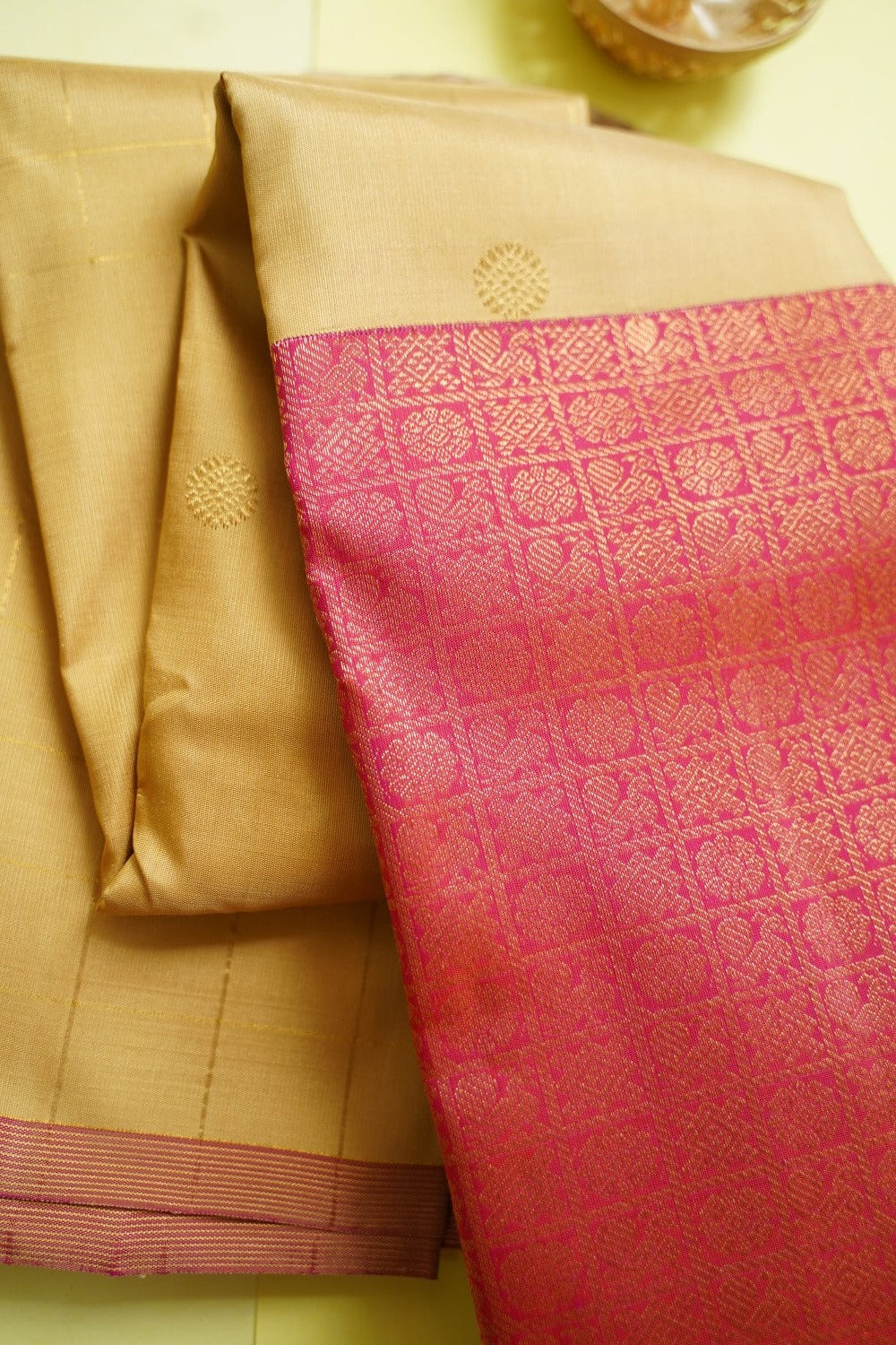 Sandal Color Pure 4Gm Gold Kanchi Silk Saree PC10696