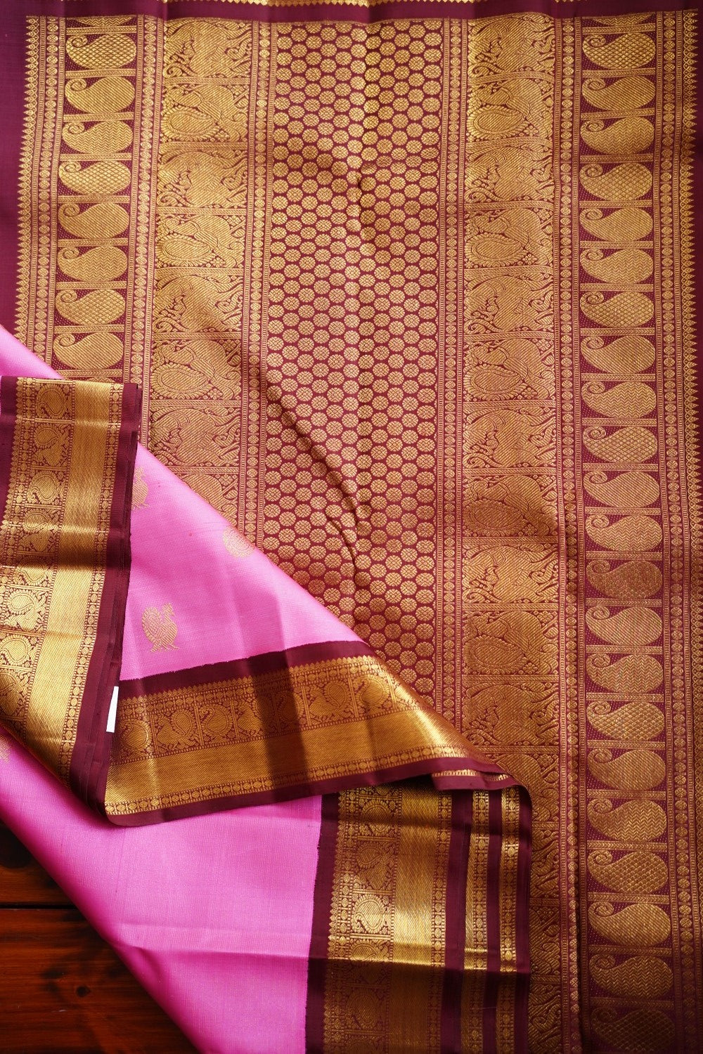 Pink Vairaoosi Korvai Pure Kanchi Silk Saree PC10758