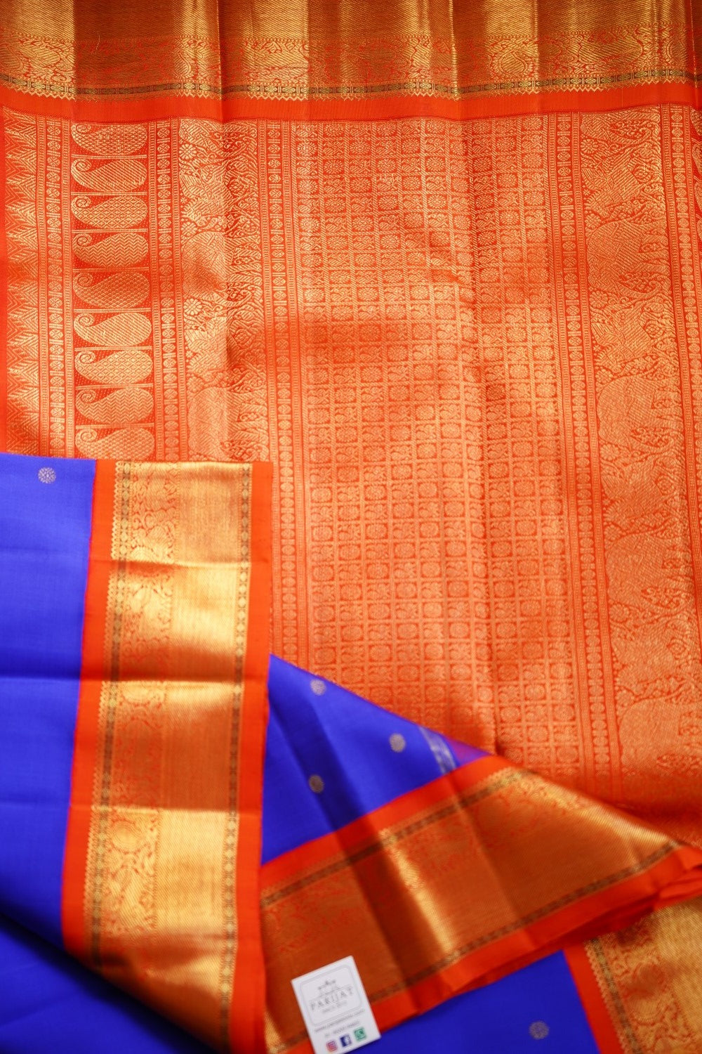 MS Blue Pure Korvai Kanchi Silk Saree PC10760