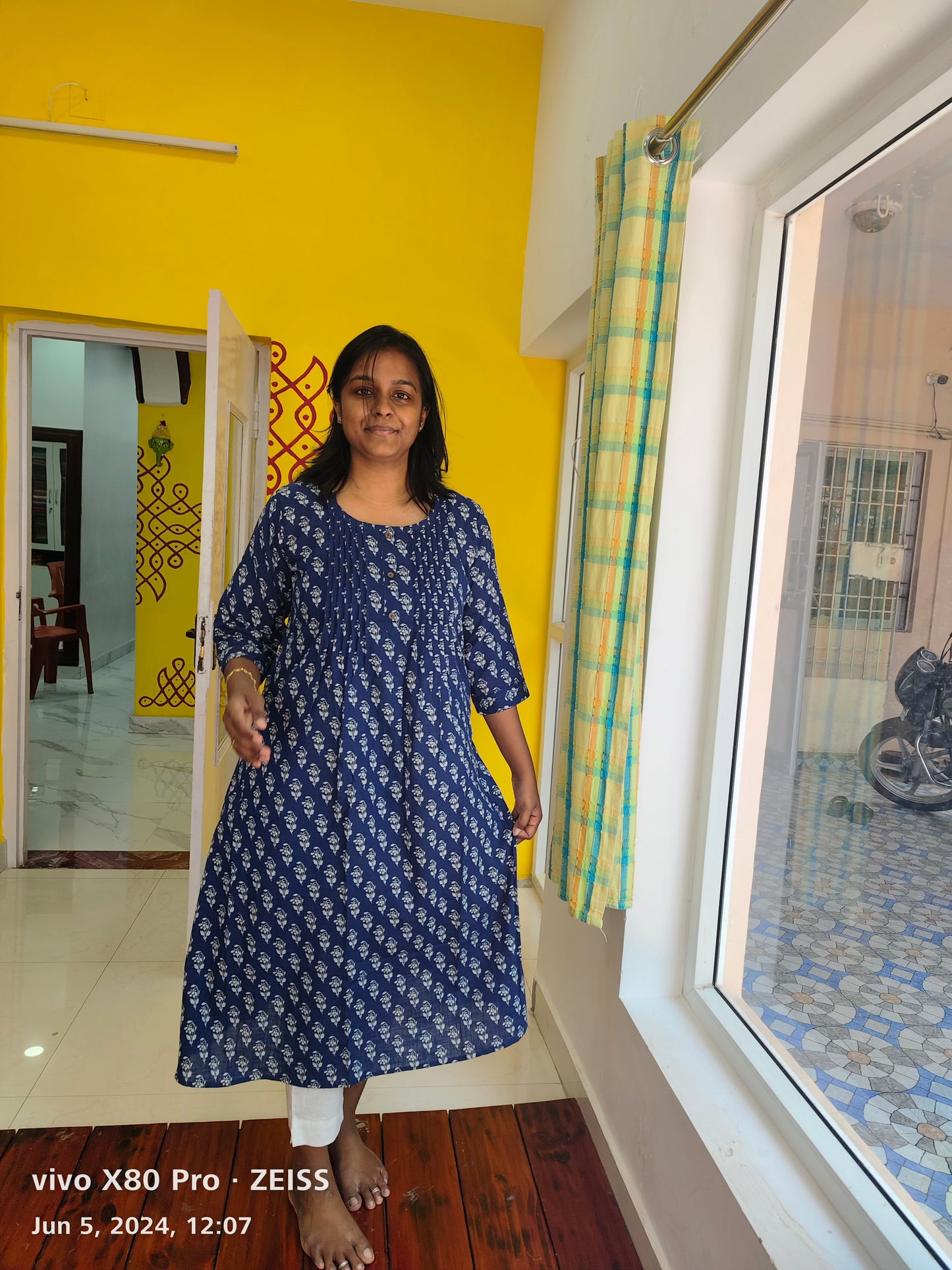Ready made Cotton A line Kurti with pant PC12883