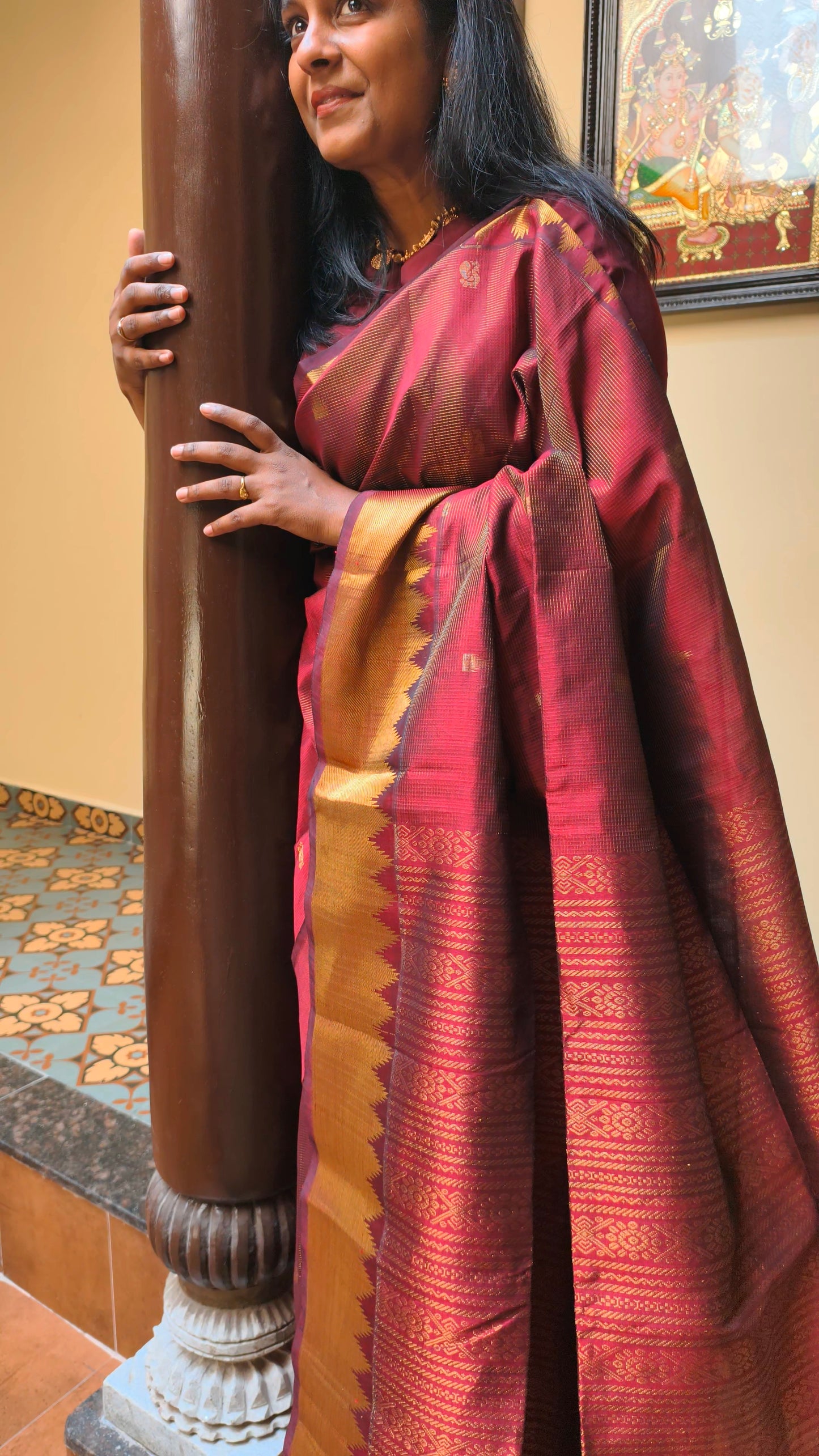 Kanchi Handloom Silk Cotton Saree PC15559 -kumkum