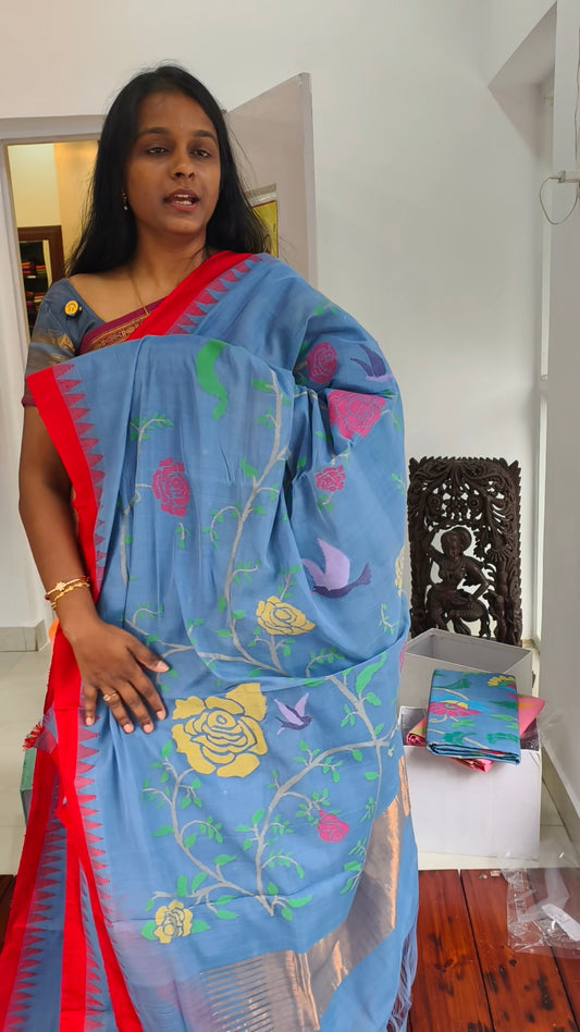 Jamdani Ponduru handloom Cotton Saree