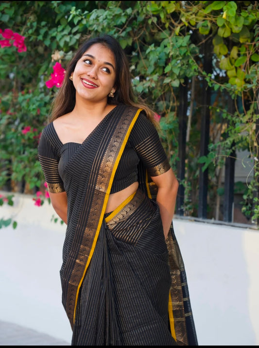 Chettinad handloom Cotton Saree -Black
