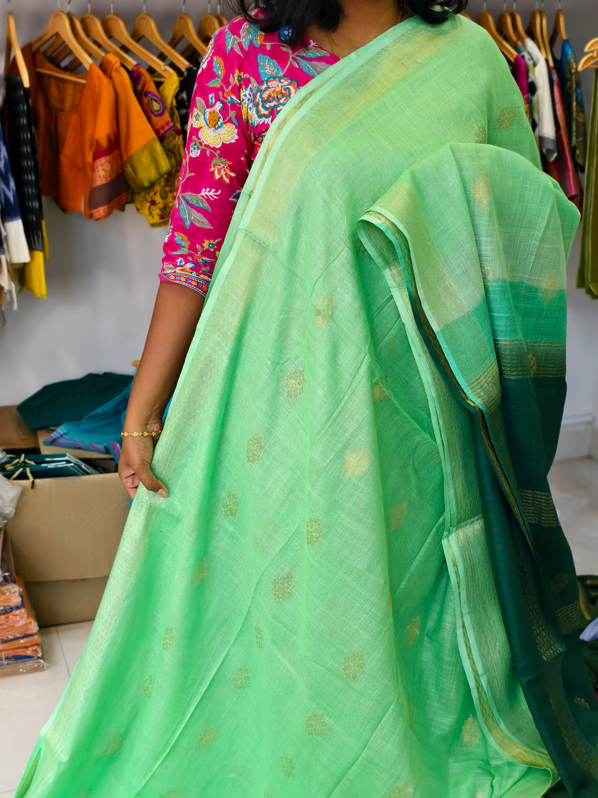 semi linen saree PC17951