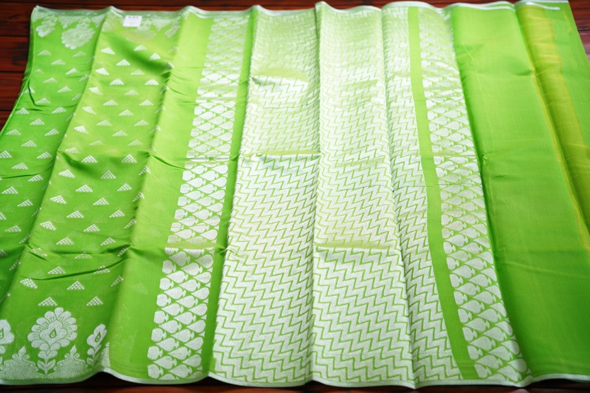 Parrot Green Kanchi Semi Silk Cotton Saree PC1519