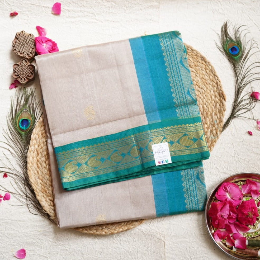 Kanchi Handloom Silk Cotton Saree With Zari Border PC9723