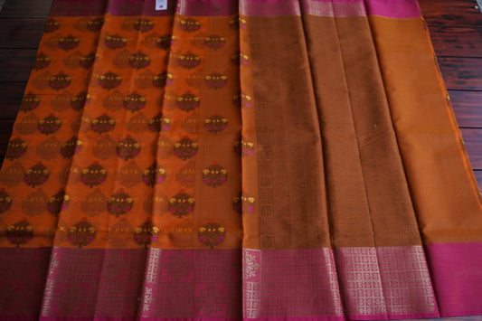 Orange Organza Banarasi Saree PC864 freeshipping - Parijat Collections
