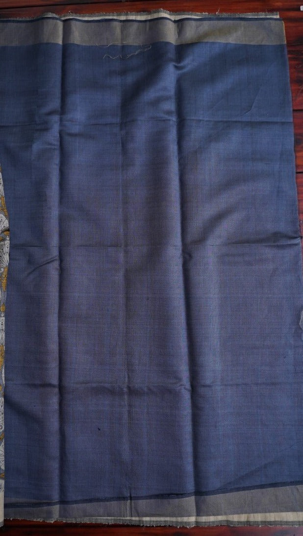 Grey Tussar Silk Saree with digital printing PC1291 freeshipping - Parijat Collections