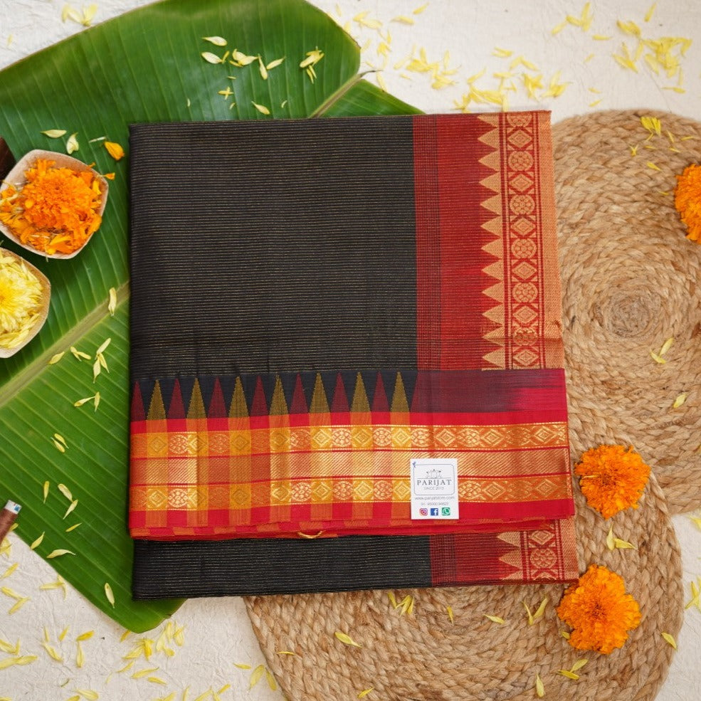 Vairaoosi Weave Kanchi Handloom Silk Cotton Saree With Zari Border PC9770