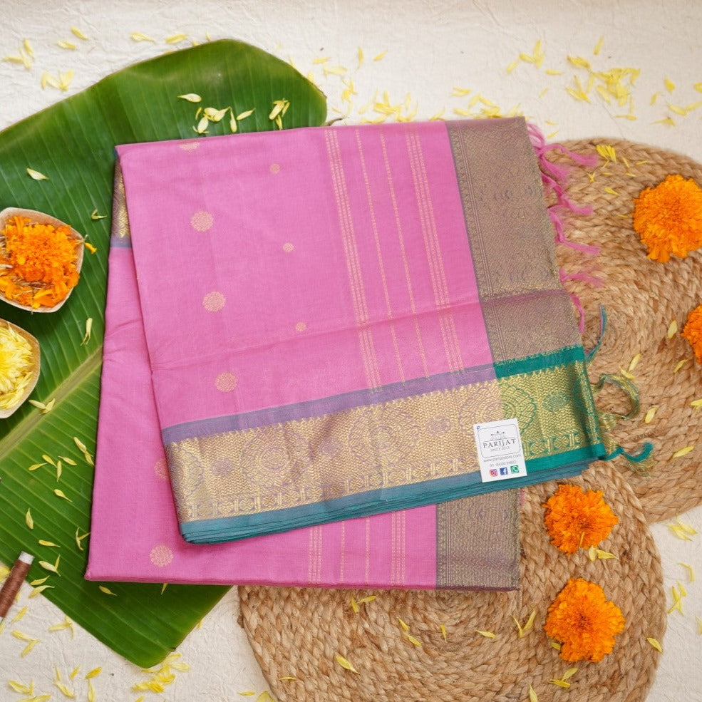 Kanchi Handloom Silk Cotton Saree With Zari Border PC9755