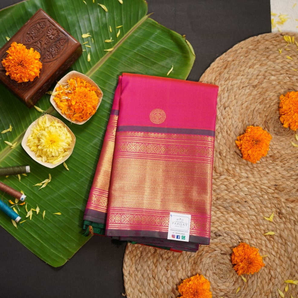 Candy Pink Pure Kanchi Silk Saree PC9803