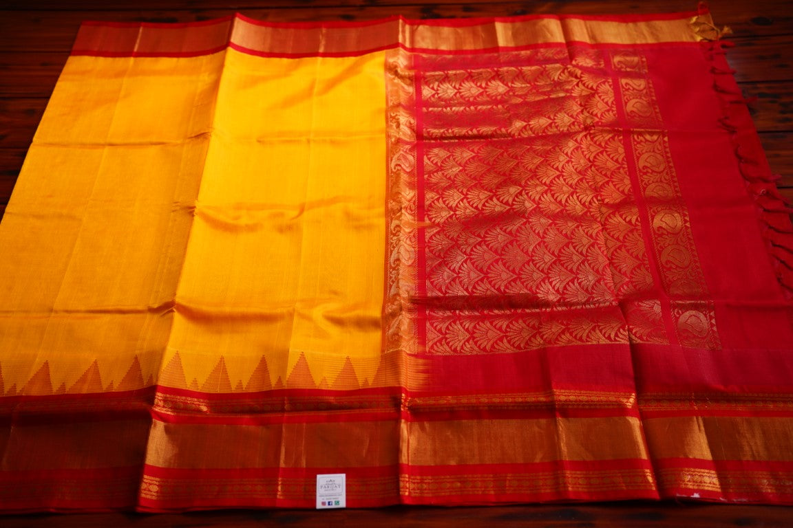 Kanchi Silk Cotton Saree With Zari Border PC9010