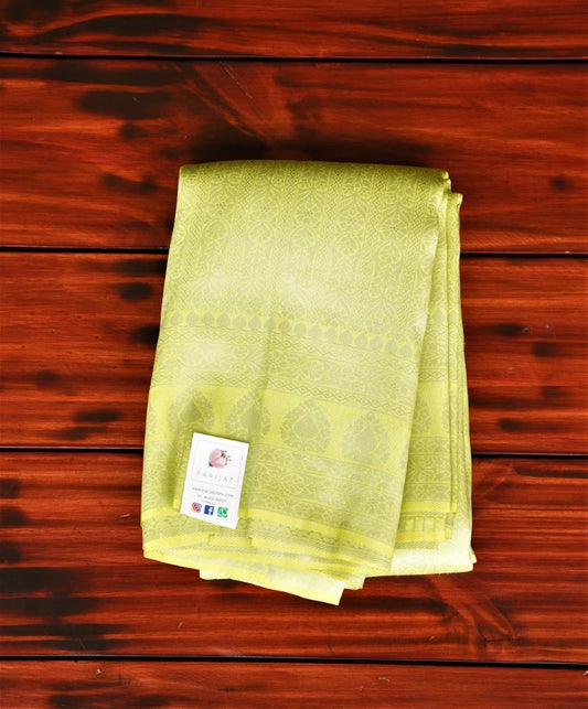 Lime Green Banarasi Brocade Saree with silver zari PC1301 freeshipping - Parijat Collections